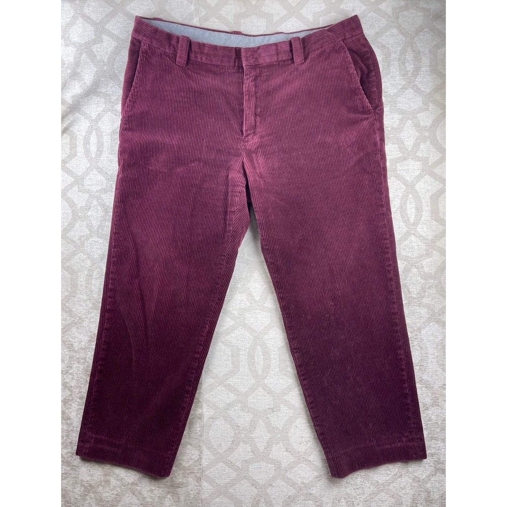 Brooks Brothers Clark Fit Men 38x30 Burgundy Excellent Corduroy Cotton Fall
